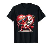 Valentines Day Heart playing bass Guitar Rock Band Music T-Shirt