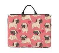 Valentine's Day Heart Pug Dog, 14 Inch Laptop Sleeve, Notebook Bag Laptop Case Sleeve Briefcase with Handle