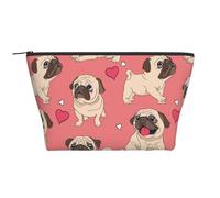 Valentine's Day Heart Pug Dog, Toiletry Pouch Makeup Bag Cosmetic Bag Portable Travel Toiletry Bag