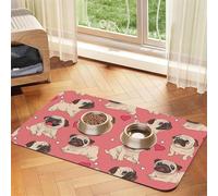 Valentine'S Day Heart Pug Dog,Waterproof Pet Feeding Mat,PU Leather Placemats for Cat Dog Water Bowl,Food Mats,40x60cm