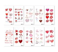 Valentine'S Day Heart Red Lip Tattoo Stickers, Disposable Waterproof Stickers For Dates, Couples, And Confessions 7.5 * 12cm