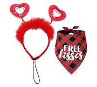 Valentine's Day Heart Shape Dog Headband - Holiday Costume For Big Dog, Valentine's Day Dog Headband | Costume Set With Bandanas, Red Heart Shaped Headband P