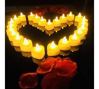 Valentine's Day Heart Shape Fake Electric LED Heart Candle Lights Flickering Flameless Tealight Battery Operated Smokeless Waterproof Candle for Wedding Confession(Yellow, Heart Shape(φ3.6 * 3.6))
