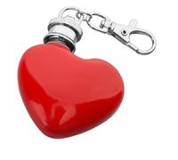 Valentines Day Heart Shaped 1oz/30ml Whiskey Keychain Flask Mirror Polished Mini Hip Flask Stainless Steel Snuff Bottle with Key Chain (red)