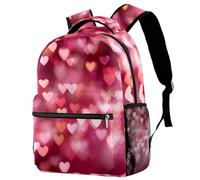 Valentine's Day Heart Shaped Bokeh Backpack for Teen Girls Boys, School Bag for Elementary Middle Students