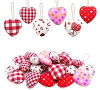 Valentine's Day Heart Shaped Hanging Ornaments - 30PCS Heart Baubles Romantic Hanging Decorations for Valentine's Day Tree Wedding Anniversary Party