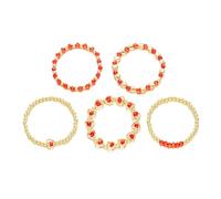 Valentines Day Heart Stackable Bracelets Handmade Charm Red Love Hearts Beaded Heishi Surfer Stretch Bracelet Set for Women Wife Girlfriend Wedding Birthday Anniversary Holiday Jewelry Accessories, M