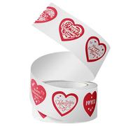 Valentine's Day Heart Stickers - 500x Self-Adhesive Seal Stickers for Wedding Envelopes | Glitter Red Love Shape Labels | Happy Valentine's Day Decorations for Birthday Parties, Mother's