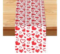 Valentines Day Heart, Table Runner, Imitation Linen Table Runner For Home Party Dining Room 33x183 cm