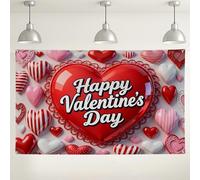 Valentine's Day Heart Wall Backdrop, Romantic Peach Red Decorative Background for Parties, Love Theme Indoor/Outdoor Photo Booth Supplies 71x43 Inch