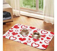 Valentines Day Heart,Waterproof Pet Feeding Mat,PU Leather Placemats for Cat Dog Water Bowl,Food Mats,40x60cm