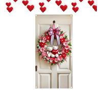 Valentine's Day Heart Wreath - 180 Centimeters by 90 Centimeters Heart Shaped Ornament Plate,Valentine's Day Sign with Wreath Decoration - For Front Door, Terrace, Window, Living Room, Farm, Apartment