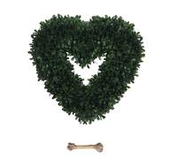 Valentine's Day Heart Wreath 40cm Artificial Flower Wreath for Front Door Large Heart Shaped Topiary Grass Hanging Spring Summer Door Wreath for Home Wall Decoration (D)