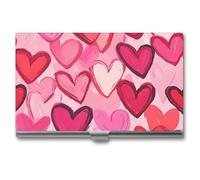 Valentine's Day Hearts Graffiti Metal Business Credit Card Holder Wallet Case for Men Women Slim