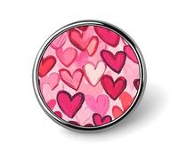 Valentine's Day Hearts Graffiti Round Brooch Pins Metal Badge Lapel Pin Jacket Hat Bag Accessories