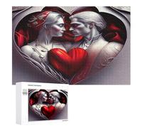 Valentine's Day Hearts Jigsaw Puzzles for Kids 1000 Pieces 3d Wooden Puzzle Decompression Game for Adults Women Girl Educational Game Toys （75×50cm）
