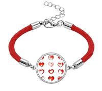 Valentine's Day Hearts Red Sketch Lucky Red String Bracelet Rope Bracelet Handmade