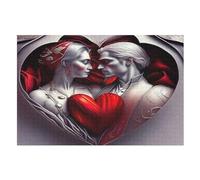 Valentine's Day Hearts Wooden Jigsaw Puzzles for Adults 1000 Piece Puzzle for Kids & Teens, Fun Educational Games for Family Game Night (75×50cm)