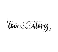 Valentines Day i Love You and Love Story Heart Lettering Stickers 25x86.2cm Easy Installation Black