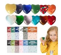 Valentine's Day Jewel for Children, Valentine's Day Rock Crystal Exchange, Valentine's Day Cards Goodie Bags with Heart Stones, 24 x Valentine's Day for Exchange with Love Crystal Gemstones for