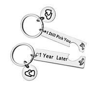Valentine's Day Keyring 1st First Wedding Anniversary Keyring Gift Happy Anniversary Keychain for Couple Husband Wife First Anniversary Keychain Gift for Him Her Couple Gift for Boyfriend Girlfriend
