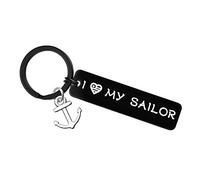Valentine's Day Keyring Couple Gift for Military Mom Wife Keyring Keychain Military Deployment Gift for Navy Army Girlfriend Wife for Sailor I Love My Sailor Keyring Valentine's Day Birthday Gift