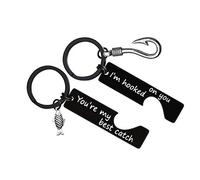 Valentines Day Keyring Gifts for Boyfriend Husband I'm Hooked on You You're My Best Catch Keyring Set for Couple Christmas Birthday Gifts Anniversary Keyring Gifts for Husband Wife