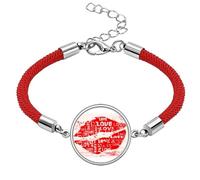 Valentine's Day Keyword Love Kiss Lucky Red String Bracelet Rope Bracelet Handmade