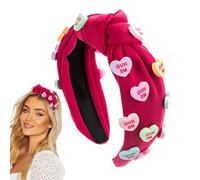 Valentine's Day Knot Headband, Love Heart Knot Headband, Valentines Day Spa Headband Face Wash Headband | Makeup Headwear, Dating Soft Love Heart Seasonal Decoration, Country Concert