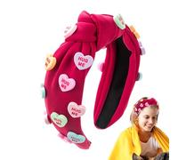 Valentine's Day Knotted Headband | Spa Headband Knotted Valentine's Day Face Wash Headband - Makeup Headwear, Soft Love Heart Seasonal Decors for Dating, Country Concert