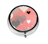 Valentine's Day Love A Round Mini Pillbox with Three Compartments for Storing Vitamins, Fish Oil, and Nutritional Supplements.