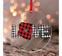 Valentine's Day Love Arizona Hanging Ornaments USA American State Outline Round Ornament Keepsake American State The Old Glory Acrylic Christmas Bauble Gift for Mom Grandma Wife Sister Teacher