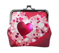 Valentine's Day Love Heart Coin Purse for Women, Chic PU Leather Mini Change Pouch with Kiss Lock Clasp, Fashion Change Purse Wallets for Coins, Keys, Lipstick, and Earphones