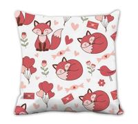 Valentine's Day Love Heart Decorative Cushion Covers, Red Animal Hearts Flower Caravan Throw Pillow Cover 45cm X 45cm, 18X18 Inch Pillowcase for Sofa, Gifts for Teenage Girls Men Gifts