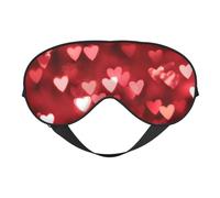 Valentine's Day Love Heart Double-Sided Silk Sleep Mask, Adjustable Light Blocking Eye Mask for Travel, Men & Women, Soft Comfortable Blindfold 20x10cm