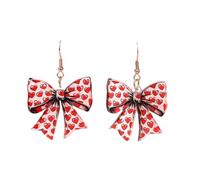 Valentine's Day Love Heart Drop Earrings Cute Bow Cherry Pink Ribbon Leopard Bowknot Acrylic Dangle Earrings for Women Festive Statement Jewelry, Acrylic, No Gemstone
