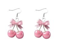 Valentine's Day Love Heart Drop Earrings Cute Bow Cherry Pink Ribbon Leopard Bowknot Acrylic Dangle Earrings for Women Festive Statement Jewelry, Acrylic, No Gemstone