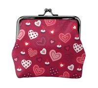 Valentine's Day Love Heart Pattern, PU Leather Coin Purse, Small Wallets, Change Pouch with Kiss Lock Clasp Buckle, Change Purse