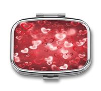 Valentine's Day Love Heart Pill Box Pill Organizer Pill Case 2 Compartment Medicine Pill Organizer Small Pill Case Pill Container Pill Holder Cute Pill Box Mini Pill Case