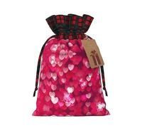 Valentine's Day Love Heart print Color-blocked linen drawstring gift bag, gift bag, candy bag, storage bag