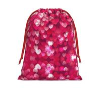 Valentine'S Day Love Heart Print Ultra Soft Plush Gift Bags, Drawstring Christmas Party Candy Treat Favors, Xmas Holiday Sacks, Wedding Jewelry Pouches