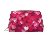 Valentine's Day Love Heart Print Women Travel Cosmetic Bag Organizer Zipper Makeup Bags Pouch Toiletry,Lightweight Leather Makeup Bag