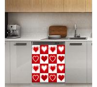 Valentine's Day Love Heart Red Dishwasher Magnet Cover, Magnetic Decor Panel Magnet Stiker for Refrigerator Kitchen Decoration Door, 23"x26"