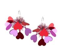 Valentine's Day Love Heart Sparkle Earrings Fun Acrylic Heart Dangle Earrings Creative Exaggerated Hoops Valentines Day Jewelry Gifts for Women, S, Zinc, No Gemstone