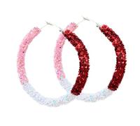 Valentine's Day Love Heart Sparkle Earrings Fun Acrylic Heart Dangle Earrings Creative Exaggerated Hoops Valentines Day Jewelry Gifts for Women, S, Zinc, No Gemstone