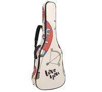 Valentine's Day Love Hot Air Balloon Guitar Gig Bag Guitar Backpack with Adjustable Shoulder Strap Guitar Case for Under 42 Inch Bass Classical Folk Guitar