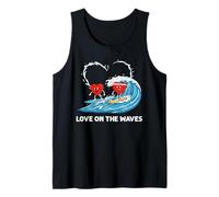 Valentines Day Love On The Waves Surfing Surfer Couple Tank Top