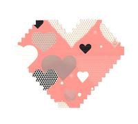 Valentine's Day Love Print Building Brick Block Puzzle - Heart Shaped Picture Puzzles, Wooden Picture Jigsaw Puzzles