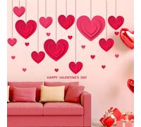 Valentine's Day Love Wall Decals Hanging Large Heart Romance Wall Stickers Removable Peel and Stick Art Murals for Window Clings Bedroom Living Room Office Home Playroom Party Decor (Valentine's Day)
