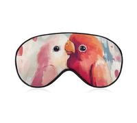 Valentines Day Lovebird Parrots Comfortable Sleep Eye Mask Soft Covers for Sleeping with Adjustable Strap
